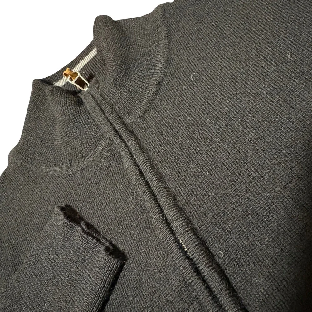 Nordstrom Quarter Zip Sweater Mens M Black Extra Fine Merino Wool MNV280882MN